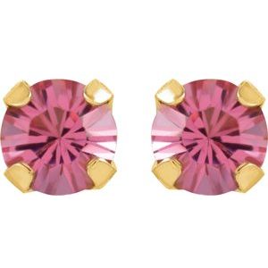 14K Yellow Imitation Pink Tourmaline Inverness¬Æ Piercing Earrings