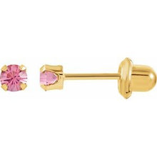 Load image into Gallery viewer, 14K Yellow Imitation Pink Tourmaline Inverness¬Æ Piercing Earrings

