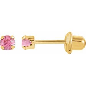 14K Yellow Imitation Pink Tourmaline Inverness¬Æ Piercing Earrings