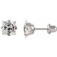 Load image into Gallery viewer, Stainless Steel 7 mm Round Cubic Zirconia Piercing Stud Earrings
