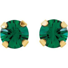 Load image into Gallery viewer, 14K Yellow Imitation Emerald Inverness¬Æ Piercing Earrings

