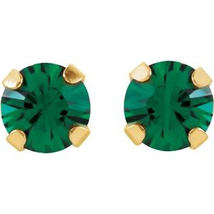 14K Yellow Imitation Emerald Inverness¬Æ Piercing Earrings
