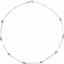 Load image into Gallery viewer, Sterling Silver 4 mm Round Cubic Zirconia Station 16&quot; Necklace
