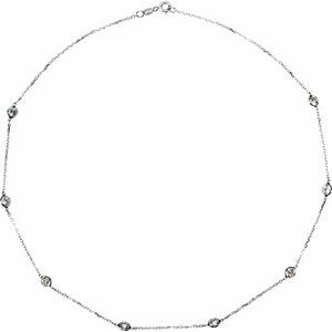 Sterling Silver 4 mm Round Cubic Zirconia Station 16" Necklace