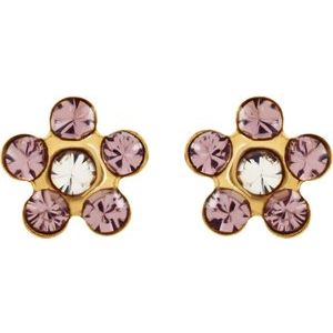 14K Yellow Imitation Crystal June Birthstone Piercing Earrings