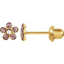 Load image into Gallery viewer, 14K Yellow Imitation Crystal June Birthstone Piercing Earrings

