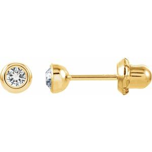 14K Yellow Imitation Crystal Piercing Earrings