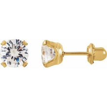 Load image into Gallery viewer, 14K Yellow 3 mm Round Cubic Zirconia Piercing Stud Earrings

