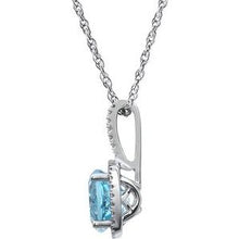 Charger l&#39;image dans la galerie, Sterling Silver 7 mm Sky Blue Topaz &amp; .015 CTW Diamond 18&quot; Necklace
