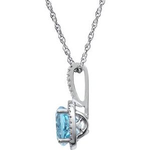 Sterling Silver 7 mm Sky Blue Topaz & .015 CTW Diamond 18" Necklace
