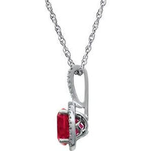 Charger l&#39;image dans la galerie, Sterling Silver 7 mm Lab-Grown Ruby &amp; .015 CTW Diamond 18&quot; Necklace
