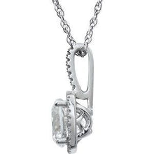 Charger l&#39;image dans la galerie, Sterling Silver 7 mm Lab-Grown White Sapphire &amp; .015 CTW Diamond 18&quot; Necklace
