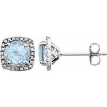 Load image into Gallery viewer, Sterling Silver Sky Blue Topaz &amp; .015 CTW Diamond Earrings
