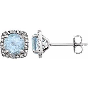 Sterling Silver Sky Blue Topaz & .015 CTW Diamond Earrings