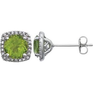 Sterling Silver Peridot & .015 CTW Diamond Earrings