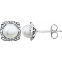 Load image into Gallery viewer, Sterling Silver Freshwater Cultured Pearl &amp; .015 CTW Diamond Earrings
