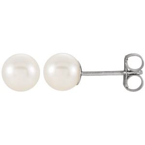 14K White 5-5.5 mm Freshwater Cultured Pearl Earrings