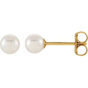 14K Yellow Freshwater Cultured Pearl Earrings