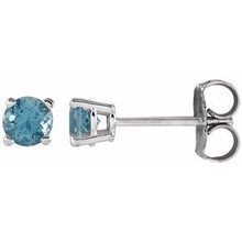 Load image into Gallery viewer, 14K White 4 mm Round Swiss Blue Topaz Earrings
