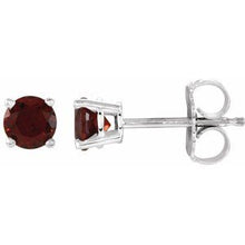 Load image into Gallery viewer, 14K White 4 mm Round Mozambique Garnet Earrings
