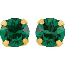 Load image into Gallery viewer, 24K Gold Plated Sterling Silver Imitation Emerald Inverness¬Æ Piercing Earrings
