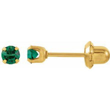 Load image into Gallery viewer, 24K Gold Plated Sterling Silver Imitation Emerald Inverness¬Æ Piercing Earrings

