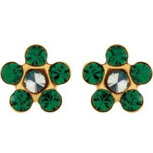 Load image into Gallery viewer, 14K Yellow Imitation Crystal May Birthstone Piercing Earrings
