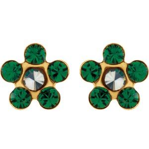 14K Yellow Imitation Crystal May Birthstone Piercing Earrings
