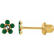 Load image into Gallery viewer, 14K Yellow Imitation Crystal May Birthstone Piercing Earrings
