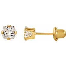 Load image into Gallery viewer, 14K Yellow 3x3 mm Square Cubic Zirconia Piercing Stud Earrings
