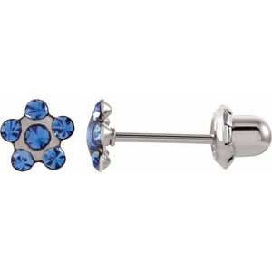 Stainless Steel Imitation Blue Crystal Piercing Earrings
