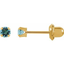 Load image into Gallery viewer, 14K Yellow Imitation Aquamarine Inverness¬Æ Piercing Earrings
