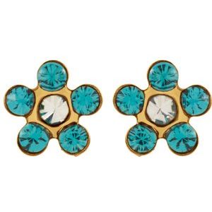 14K Yellow Imitation Crystal December Birthstone Piercing Earrings