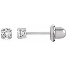 Load image into Gallery viewer, 14K White Gold-Plated &amp; 14K Yellow 3 mm Round Cubic Zirconia Piercing Stud Earrings
