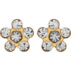 14K Yellow Imitation Crystal April Birthstone Piercing Earrings