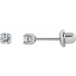 Stainless Steel 3 mm Round Cubic Zirconia Piercing Stud Earrings