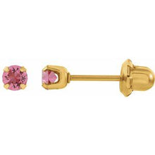 Load image into Gallery viewer, 24K Gold Plated Sterling Silver Imitation Pink Tourmaline Inverness¬Æ Piercing Earrings
