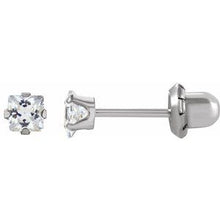 Load image into Gallery viewer, 14K White 3x3 mm Square Cubic Zirconia Piercing Stud Earrings
