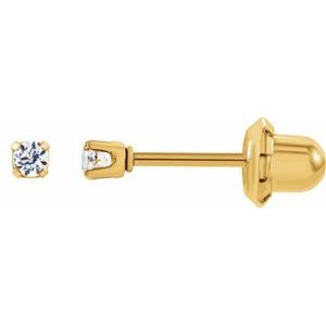 24K Gold-Washed Stainless Steel 3 mm Round Cubic Zirconia Piercing Stud Earrings