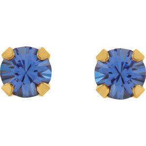 14K Yellow Imitation Blue Sapphire Inverness¬Æ Piercing Earrings