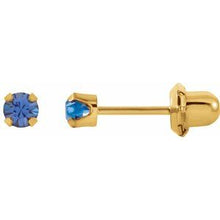 Load image into Gallery viewer, 14K Yellow Imitation Blue Sapphire Inverness¬Æ Piercing Earrings
