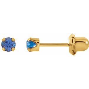 14K Yellow Imitation Blue Sapphire Inverness¬Æ Piercing Earrings