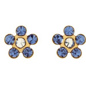 14K Yellow Imitation Crystal September Birthstone Piercing Earrings