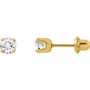 24K Gold-Washed Stainless Steel Imitation Crystal Piercing Earrings