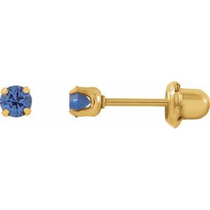 24K Gold Plated Sterling Silver Imitation Blue Sapphire Inverness¬Æ Piercing Earrings