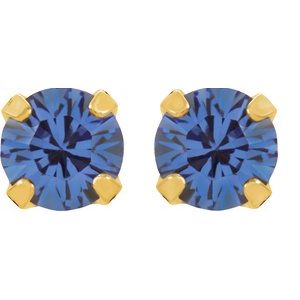 24K Gold Plated Sterling Silver Imitation Blue Sapphire Inverness¬Æ Piercing Earrings