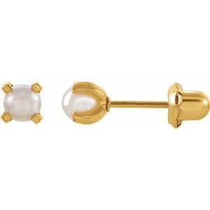 24K Gold-Washed Stainless Steel Imitation Pearl Piercing Earrings