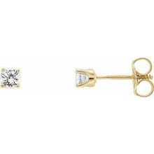 Load image into Gallery viewer, 14K Yellow 3 mm Round Imitation Diamond Youth Birthstone Earrings
