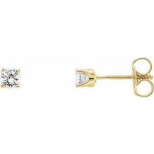 Charger l&#39;image dans la galerie, 14K Yellow 3 mm Round White Sapphire Youth Birthstone Earrings
