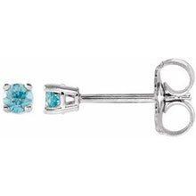 Load image into Gallery viewer, 14K White 2.5 mm Round Blue Zircon Earrings

